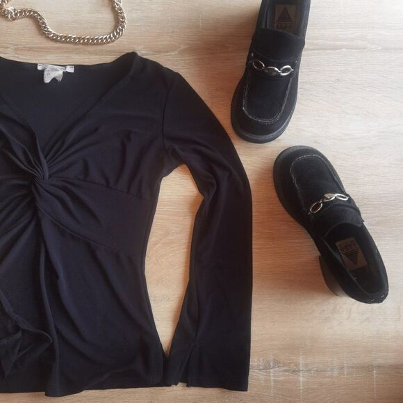 Y2K Twist Front Bell Sleeve  00s Top By ZOKAI - Picture 2 of 7